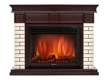 Портал Firelight Bricks 30 камень бежевый, шпон темный дуб 