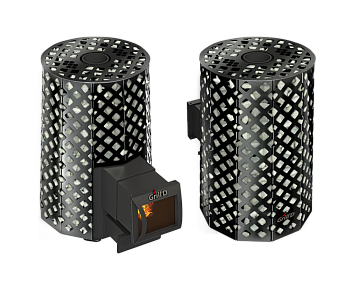 Дровяная печь для бани Grill’D Violet Romb Long Pro (Камень колотый, 100 кг) 