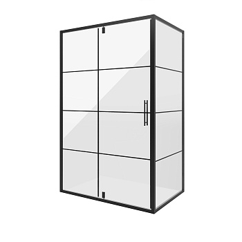 Душевое ограждение Niagara Nova NG-0220-08ВLACK (120х80х195) прямоугольник,черный,дверь распашная,стекло с рисунком,1 место 