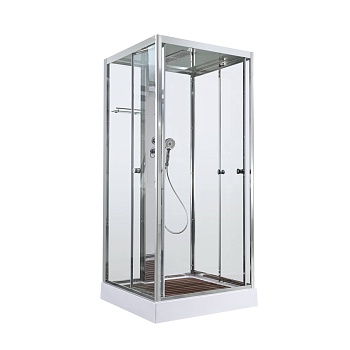 Душевая кабина AvaCan Z1910, 78261, 100 x 100 см, крыша белый матовый, поддон низкий, стекло прозрачное, профиль хром 