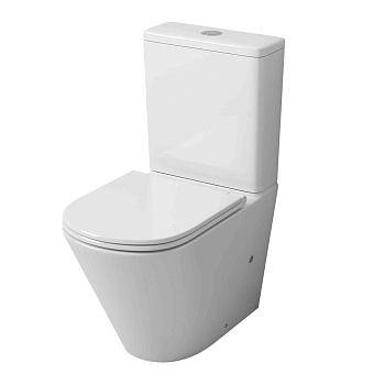 Унитаз напольный Grossman GR-4450SQ (605х380х825) безободковый,белый с тонкой крышкой,микролифт,смыв торнадо,2 места 