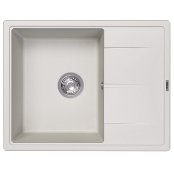 Кухонная мойка Abber Quarz AQ2903W, 65 см, кварцевый композит, крыло справа, белый матовый 