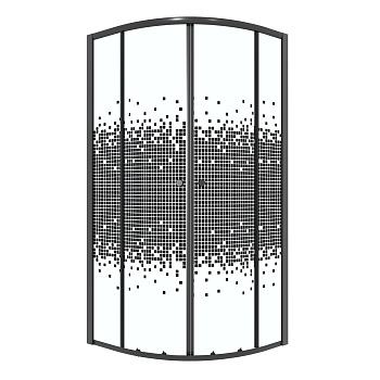 Душевое ограждение Niagara Eco NG-1007-14BLACK (90х90х190) четверть круга,раздвижное,черный,стекло мозаика,1 место 