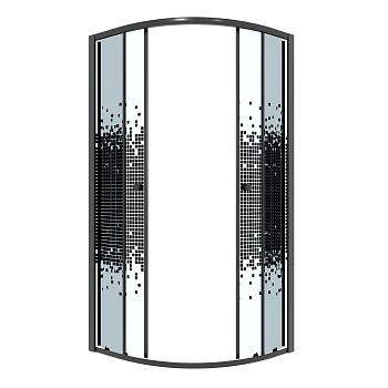 Душевое ограждение Niagara Eco NG-1003-14BLACK (80х80х190) четверть круга,раздвижное,черный,стекло мозаика,1 место 