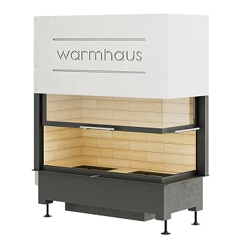 Каминная топка KANT R 100/57h (Warmhaus) с угловым стеклом правая, футеровка шамот 