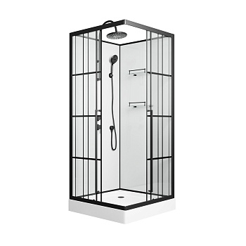 Душевая кабина Niagara Standart ST100/15QL/KL/BKT (100х100х225) низкий поддон(15см),черный,стекло прозрачное,3 места 