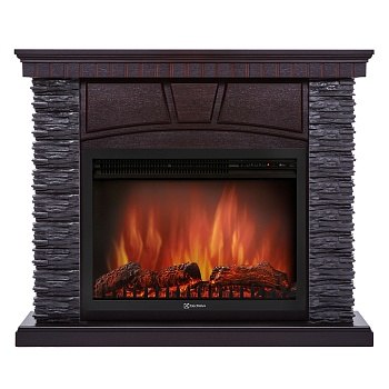 Каминокомплект:Очаг Electrolux EFP/P- 2520LS с порталом Porto 25 камень черный, шпон венге 