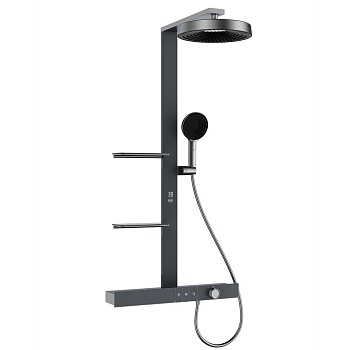 Душевая система Black&White Gravity 9005GM, термостатическая, Gun Metal 