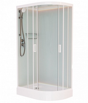 Душевая кабина Frank F412L/R White, 120 х 80 см, низкий поддон, стекла прозрачные, профиль белый, 412412/412214 