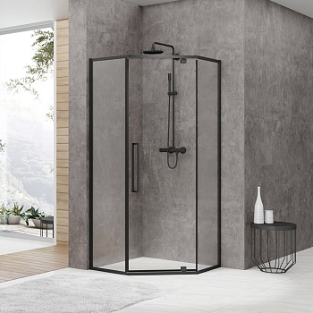 Душевой уголок Black&White Stellar Wind S875 Black, 90 x 90 см, стекло прозрачное, профиль черный матовый, 8759090 