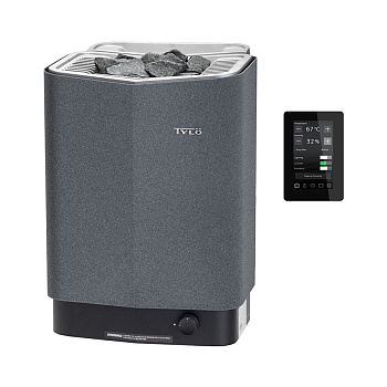 Печь для бани и сауны Tylo Sense Combi Elite 6 (Пульт Elite в комплекте, 6,6 кВт, 4-8 м³, парогенератор 2,2 кВт, 20 кг камней, серый цвет) 