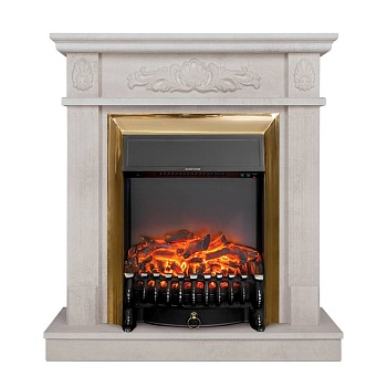 Камин RealFlame Adelaida WT с очагом Fobos Lux Brass 