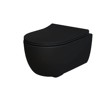 Унитаз Abner 103T20201R (545*360*330) МАТОВЫЙ ЧЕРНЫЙ подвесной БЕЗОБОДКОВЫЙ, 1 место 