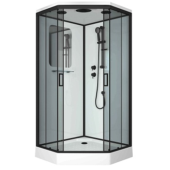 Душевая кабина Niagara Premium NG-6901-01D BLACK (90х90х220) низкий поддон(16 см),черный,стекло тонированное,4 места 