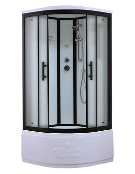 Душевой бокс Timo Standart T-6600BF, 100 x 100 см, c крышей, высокий поддон, стекла матовые, профиль черный 