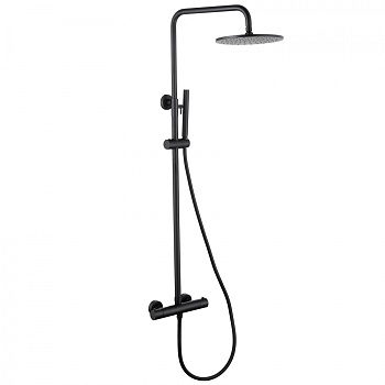 Душевая система Abber Wasser Kreis AF8160B, термостатическая, на 2 потребителя, цвет черный матовый 