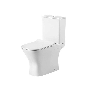 Унитаз напольный Grossman Classic GR-4464SQ (640х350х800) безободковый,белый с тонкой крышкой,микролифт,смыв торнадо,2 места 