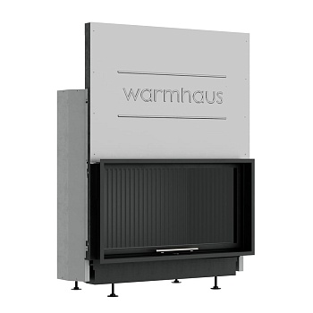Каминная топка FLAT 100/57h (Warmhaus) с прямым стеклом, футеровка черные 3D панели 