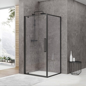 Душевой уголок Black&White Stellar Wind S877 Black, 100 x 100 см, стекло прозрачное, профиль черный матовый, 8771010 