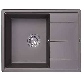 Кухонная мойка Abber Quarz AQ2903G, 65 см, кварцевый композит, крыло справа, серый 
