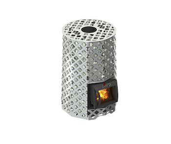 Дровяная печь для бани Grill’D Violet Steel Romb Short (Камень колотый 100 кг) 