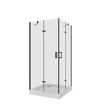 Душевое ограждение Niagara Nova NG-6814-08ВLACK (100х100х195) квадрат,черный,двери распашные,стекло прозрачное,1 место 