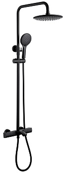 Душевая система Abber Thermostat AF8516B, термостатическая, излив, верхний душ, душевая лейка, черная матовая 
