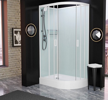 Душевая кабина Frank F412L/R White без крыши, 120 x 80 см, низкий поддон, стекла прозрачные, профиль белый, 412012/412014 