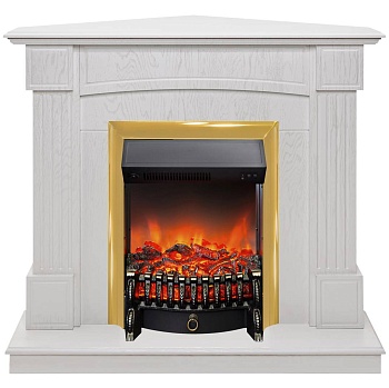 Камин RealFlame Andrea Corner WT с очагом Fobos Lux Brass 