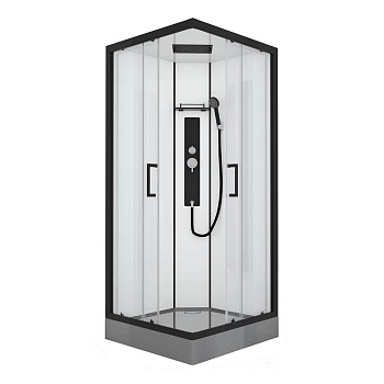 Душевая кабина Black&White Galaxy G8002, 90 x 90 см, с гидромассажем, стекла прозрачные, профиль черный матовый, 8002900 