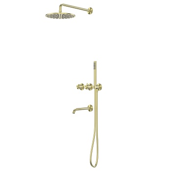 Душевая система Abber Wasser Kreis 316 AF8150BG с изливом, термостат, цвет золото брашированное 