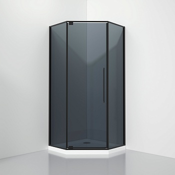 Душевой уголок Black&White Stellar Wind S815 BG, 90 x 90 см, стекла серые, профиль черный матовый, 815900G 