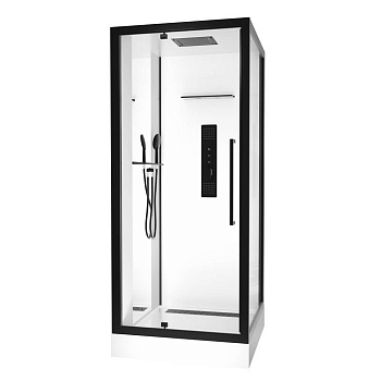 Душевая кабина Black&White Galaxy G8022, 90 x 90 см, с гидромассажем, стекла прозрачные, профиль черный матовый, 8022000 