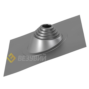 Кровельный проход "ВЕЗУВИЙ" №110 (д.75-200мм, 420х420мм) угл, силикон, Серебро 