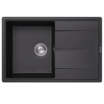 Кухонная мойка Abber Quarz AQ2904B, 78 см, кварцевый композит, крыло справа, черный матовый 