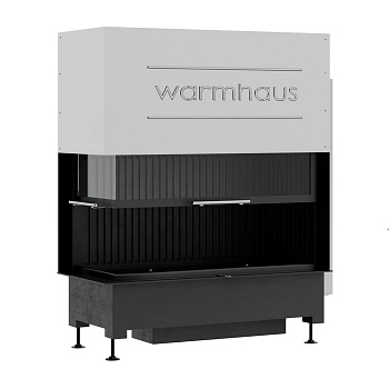 Каминная топка KANT L 100/57h (Warmhaus) с угловым стеклом левая, футеровка черные 3D панели 