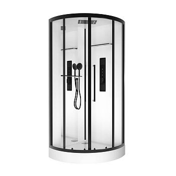 Душевая кабина Black&White Galaxy G8021, 90 x 90 см, с гидромассажем, стекла прозрачные, профиль черный матовый, 8021000 