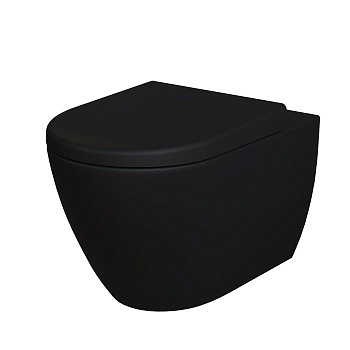 Унитаз Queen 113T20201R (570*360*400) ЧЁРНЫЙ МАТОВЫЙ подвесной БЕЗОБОДКОВЫЙ, 1 место 