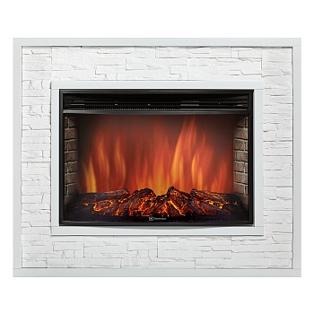 Каминокомплект:Очаг Electrolux EFP/P-3320RLS, портал Loft 30 камень белый, белая эмаль 