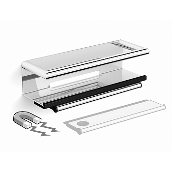 Полка для душевых принадлежностей Black&White SN-2351, 30 см, со стеклоочистителем на магните, цвет хром, 2351SN0 