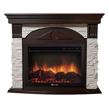 Портал Firelight Torre 30S камень белый, шпон темный дуб 