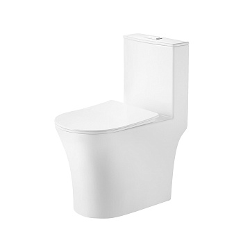 Унитаз напольный Grossman Thin Rim GR-5607SQ (656х370х796) тонкий ободок,белый,моноблок с тонкой крышкой,микролифт,смыв торнадо,1 место 