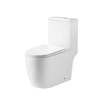 Унитаз напольный Grossman Classic GR-4484SQ (700х385х745) безободковый,белый,моноблок с тонкой крышкой,микролифт,смыв торнадо,1 мест 