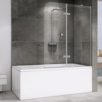 Шторка на ванну Abber Ewiges Wasser, 120 х 140 см, стекло прозрачное, профиль хром, AG51120 