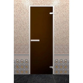 Дверь DoorWood Хамам лайт, бронза/прозрачная 800/2000мм 