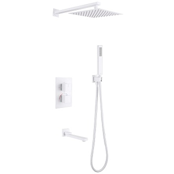 Душевая система Abber Daheim AF8250W, термостат, белый матовый 
