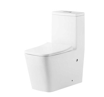 Унитаз напольный Grossman Classic GR-4486SQ (670х360х800) безободковый,белый,моноблок с тонкой крышкой,микролифт,смыв торнадо,1 мест 