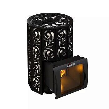 Дровяная печь для бани Grill’D Violet Short Window Max Pro (Камень колотый, 100 кг) 