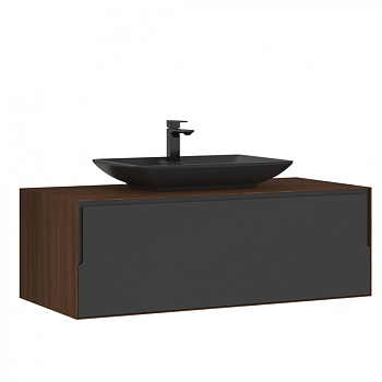 Тумба с раковиной Orka Craft 5001127, 120 см, подвесная, цвет орех/антрацит 