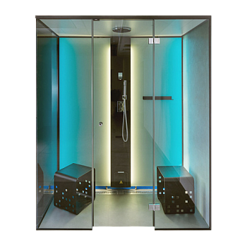 Пародушевая кабина Tylo STEAM VISTA 160 DOUBLE CORNER CHROME (смеситель хром, два табурета и две полки в комплекте) 